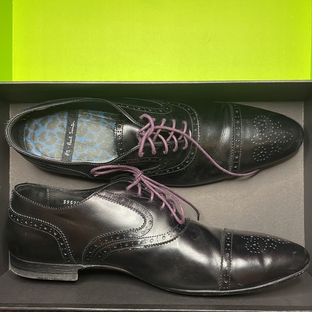 Uptown PAUL SMITH Tide Havana Black Leather Lace Up, Size  US 10